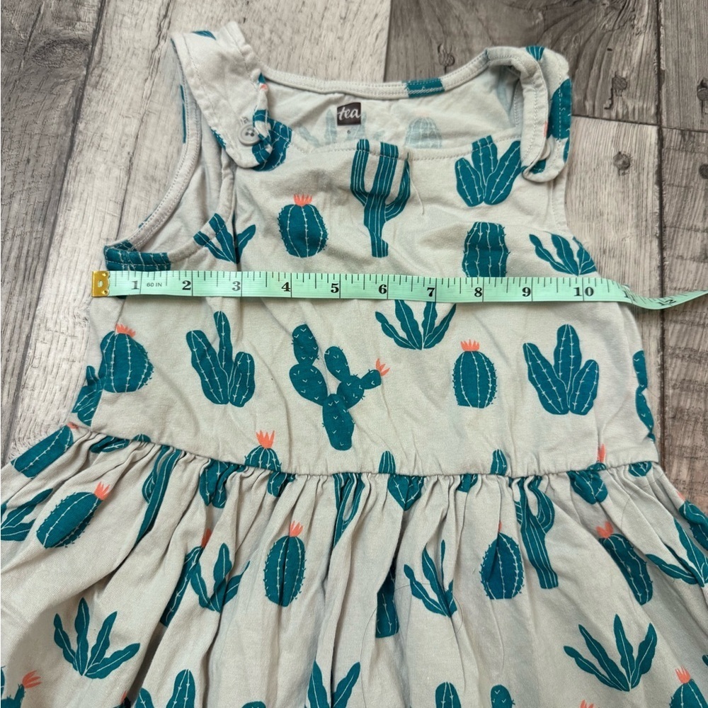 Tea Collection Girls Dress Size 6 Years Cactus Tank Summer Cotton Jersey Button - Picture 3 of 6